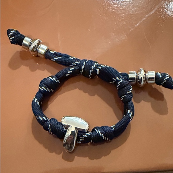 BaubleBar Jewelry - BAUBLEBAR Navy Knotty Adjustable Bracelet with Silver Initial Accent